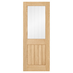LPD Belize 1 Light Clear Glazed with Frosted Lines Pre-Finished Internal Door - 1981 x 838mm - Oak