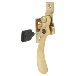 Altro Cast Victorian Locking Wedge Casement Window Fastener - Reversible - Polished Brass