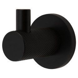 Altro Knurled Single Coat Hook - 50 x 25mm - Matt Black