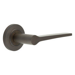 Burlington by Frelan Dark Bronze Fire Rated Door Handles on Round Chamfered Rose - Knightsbridge Range