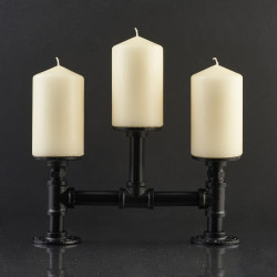 Altro 1/2" Pipe Triple Candle Holder - Black
