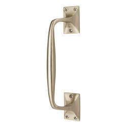 Traditional Heavy Cast Offset Door Pull Handle - Screw Fix - 250mm Centres - Satin Nickel