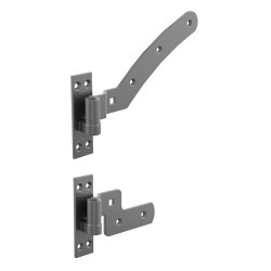 GateMate Med Duty Curved Rail Hook & Band Gate Hinge Kit - 300 x 40mm - R Hand - Black Galv - Pair