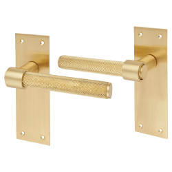 Altro Satin Brass Knurled Latch Door Handles - Loxley Range - 150 x 50mm