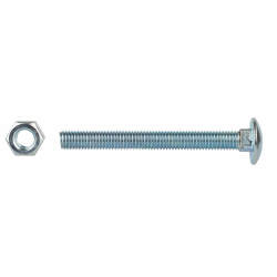 Carriage / Coach Bolt with Nut - M6 x 50mm - Zinc Plated - Pack of 10
