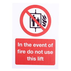 Altro In The Event Of A Fire Do Not Use Lift Sign - 148 x 210mm - Rigid Plastic