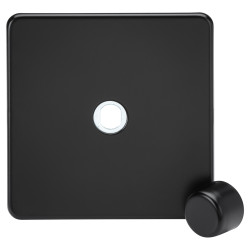 Knightsbridge 1 Gang Screwless Flat Dimmer Plate with Metal Dimmer Cap - Matt Black