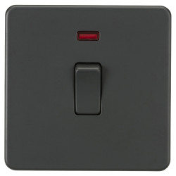 Knightsbridge 20A 1 Gang Double Pole Screwless Flat Plate Appliance Switch with Neon - Anthracite