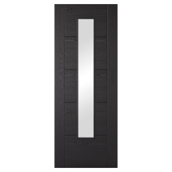 LPD Vancouver Long Light Clear Glazed Pre-Finished Solid Internal Door - 1981 x 762 x 35mm - Black