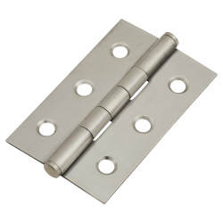 Pressed Butt Door Hinge - 64 x 40 x 1mm - Satin Stainless Steel - Pair