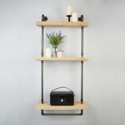 Altro 1/2" 3 Tier Drill Through Pipe Shelf Kit with Hanging Rail - Grey