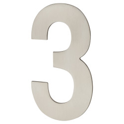 Hampstead 100mm Concealed Screw Fix Door Numeral - 3 - Satin Stainless Steel