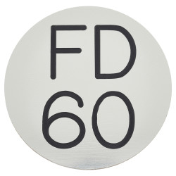 Altro FD60 Fire Door Sign - Self Adhesive - 50mm Diameter - Rigid Plastic - Silver