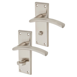 Serozzetta by Carlisle Brass Satin Nickel Bathroom Door Handles - Trenta Range - 150 x 50mm