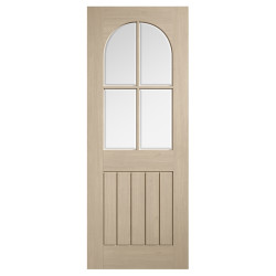 LPD Mexicano Arched 4 Light Clear Bevelled Glazed Pre-Finished Solid Internal Door - 1981 x 762mm - Blonde Oak