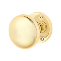 Altro Polished Brass Round Mortice Door Knob - 58mm Rose Diameter