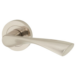 Touchpoint Satin Nickel Door Handles on Round Rose - Ariel Range