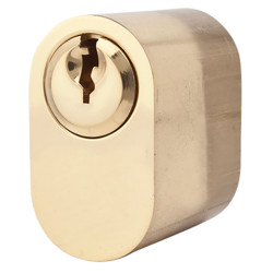 Securefast 6 Pin Scandinavian Oval Cylinder - External - Anti-Drill - Polished Brass