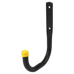 Tubular Garage and Shed Storage Hook with Yellow Vinyl Cap - 100mm Depth - Black & Yellow