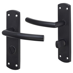 Altro Matt Black Arched Bathroom Door Handles - 172 x 44mm - LH