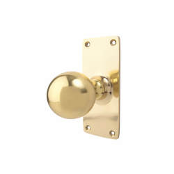 Altro Polished Brass School Room Pattern Mortice Door Knob on Backplate - 127 x 51mm