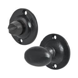 Olde Forge Oval Spline Thumbturn & Release - 40mm Diameter - Antique Black Iron
