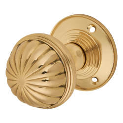 Altro Polished Brass Fluted Mortice Door Knob - 65mm Rose Diameter