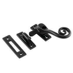 Olde Forge Curly Tail Locking Mortice & Hook Plate Casement Window Fastener - RH - Antique Black