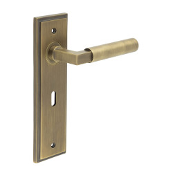 Burlington by Frelan Antique Brass Fire Rated Keyhole Lock Door Handles - Westminster - 200 x 55mm