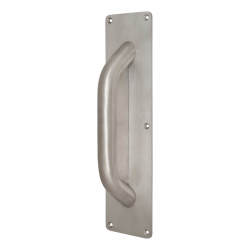 Anti-Ligature Infilled Door Pull Handle on Plate - Screw Fix - 300 x 75mm - Stainless Steel