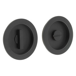 Burlington by Frelan Round Flush Privacy Handle Set - 75mm Diameter - Black