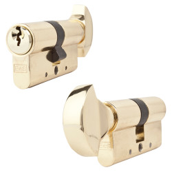 Touchpoint 5 Pin 60mm Euro Thumbturn Cylinder - 30mm Turn + 30mm - Pol Brass - Keyed to Differ
