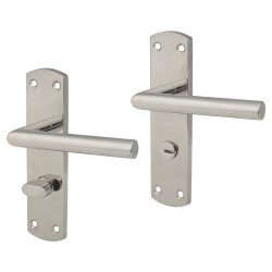 Altro Polished Stainless Steel Mitred Bathroom Door Handles - 172 x 44mm
