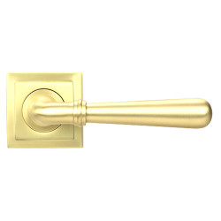 From The Anvil Satin Brass Door Handles on Square Rose - Newbury Range