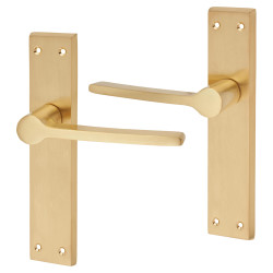 Altro Satin Brass Latch Door Handles - Farley Range - 200 x 42mm