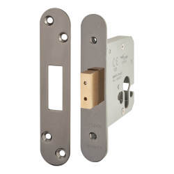 Altro Architectural Euro Profile Deadlock - 78mm Case - 57mm Backset - Radius - Black Nickel