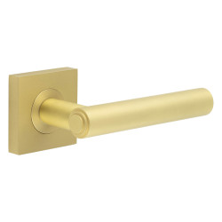 Burlington by Frelan Satin Brass Fire Rated Door Handles on Square Rose - Richmond Range