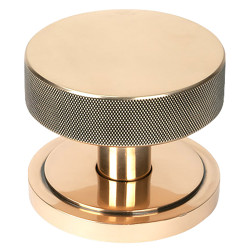 From The Anvil Brompton Round Knurled Centre Door Knob on Art Deco Rose - 90mm Rose - Pol Bronze