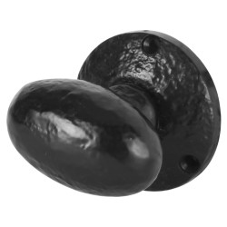 Olde Forge Antique Black Iron Oval Mortice Door Knob - 65mm Rose Diameter