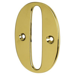 79mm Screw Fix Door Numeral - 0 - Polished Brass Effect