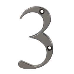 76mm Screw Fix Door Numeral - 3 - Bright Bronze