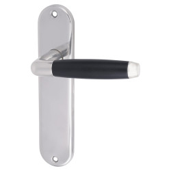 Urfic Polished Nickel/Matt Black Latch Door Handles - Cambridge Range - 185 x 40mm