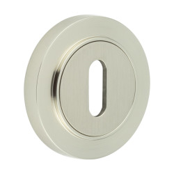 Burlington BUR60 by Frelan Escutcheon on Plain Rose - 53mm Diameter - Keyhole - Satin Nickel