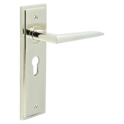Burlington by Frelan Polished Nickel Fire Rated Euro Lock Door Handles - Mayfair - 200 x 55mm