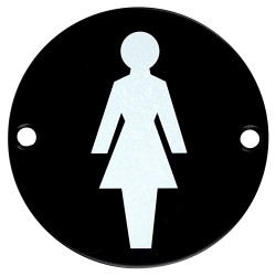 Altro Female Toilet Door Sign - 75mm Diameter - Matt Black