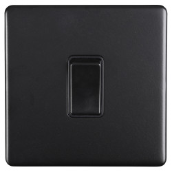 Eurolite Concealed 10A 1 Gang 2 Way Screwless Flat Plate Light Switch - Matt Black/Black
