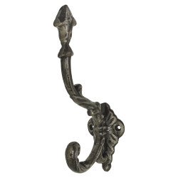 Olde Forge Single Hat & Coat Hook - 180mm Height - Lacquered Iron