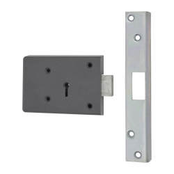 Fire Brigade FB1 Rim Deadlock - 110mm Case - 45mm Backset - Left Hand - Silver