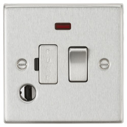 Knightsbridge 13A 1 Gang Square Edge Switched Fused Spur with Neon & Flex Outlet - Brushed Chrome