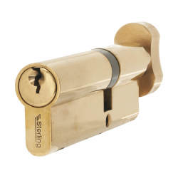 Touchpoint 5 Pin 100mm Euro Thumbturn Cylinder - 40mm Turn + 60mm - Pol Brass - Keyed to Differ